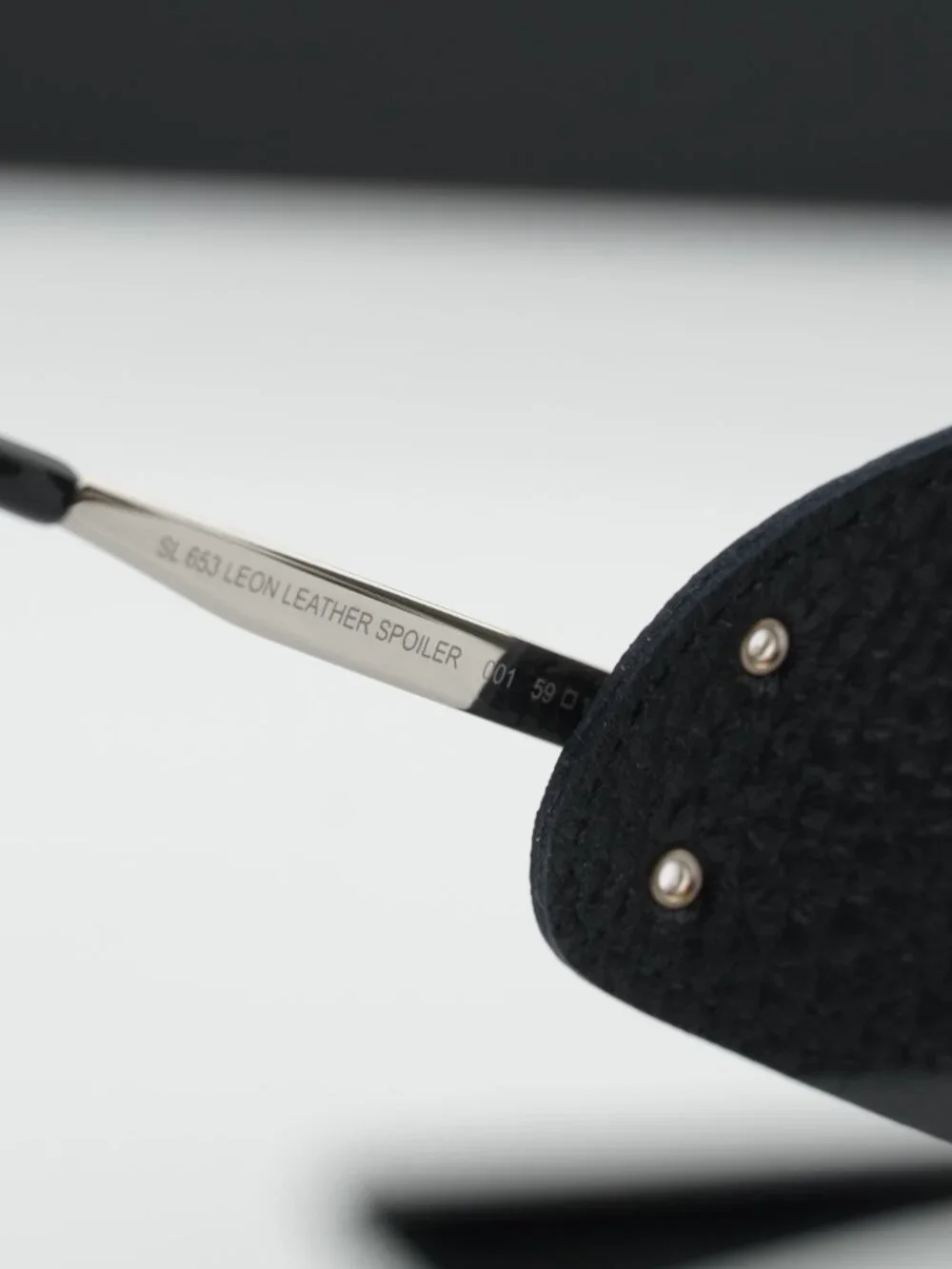 Saint Laurent SL653LEONLEATHERSPOILER001 Aviator Sunglasses - Silver/Black /Grey